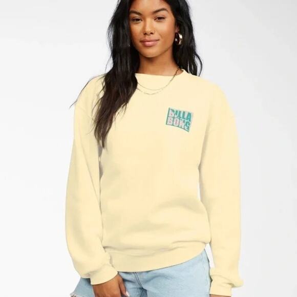 Billabong Women's Pale Yellow Tropic Shore Fleece Sweatshirt Size Small - Picture 1 of 7